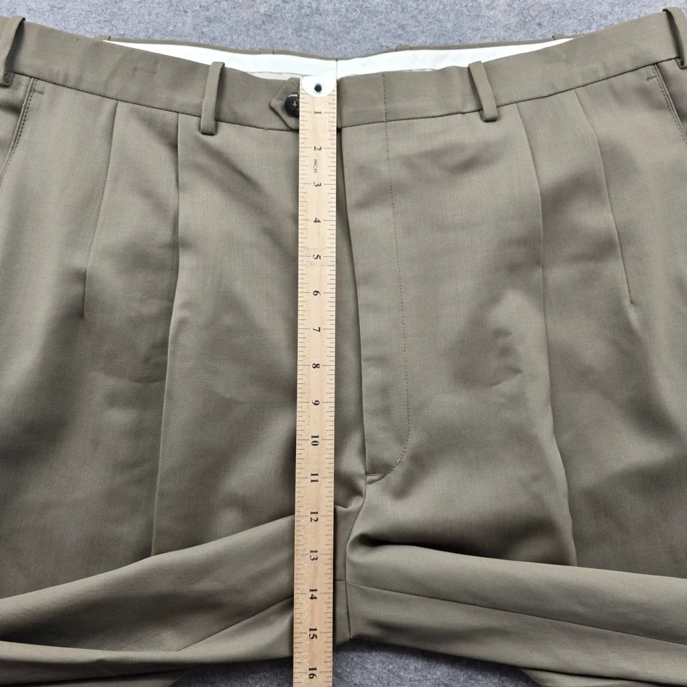 Britches Mens Wool Pleated Dress Pants 40L Tobacco Brown Italy Cuffed NWT $155